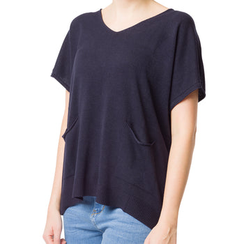 Maglia blu da donna con scollo a V Swish Jeans, Abbigliamento Donna, SKU c811000169, Immagine 0